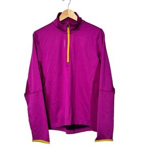 Reebok PlayWarm Womens XL Purple 1/4 Zip Thumb Hole Pullover Activewear Top